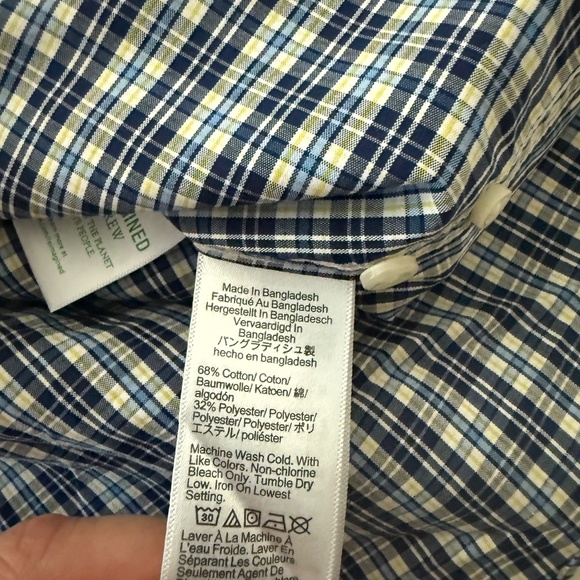 J. Crew Performance Slim Untucked Blue Yellow Plaid Button Down Shirt LARGE NWT - Picture 9 of 9